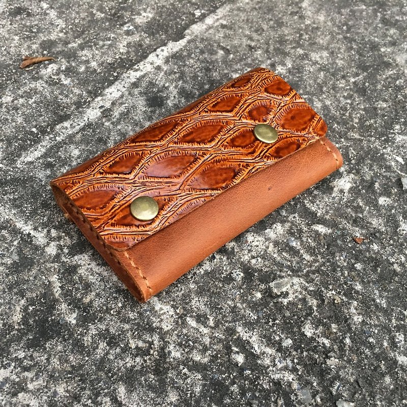 [U6.JP6 Handmade Leather Goods]-Handmade leather sewing, pure hand sewing. Coin purse/ card holder/ business card holder/ universal bag (for men and women) - Card Holders & Cases - Genuine Leather 