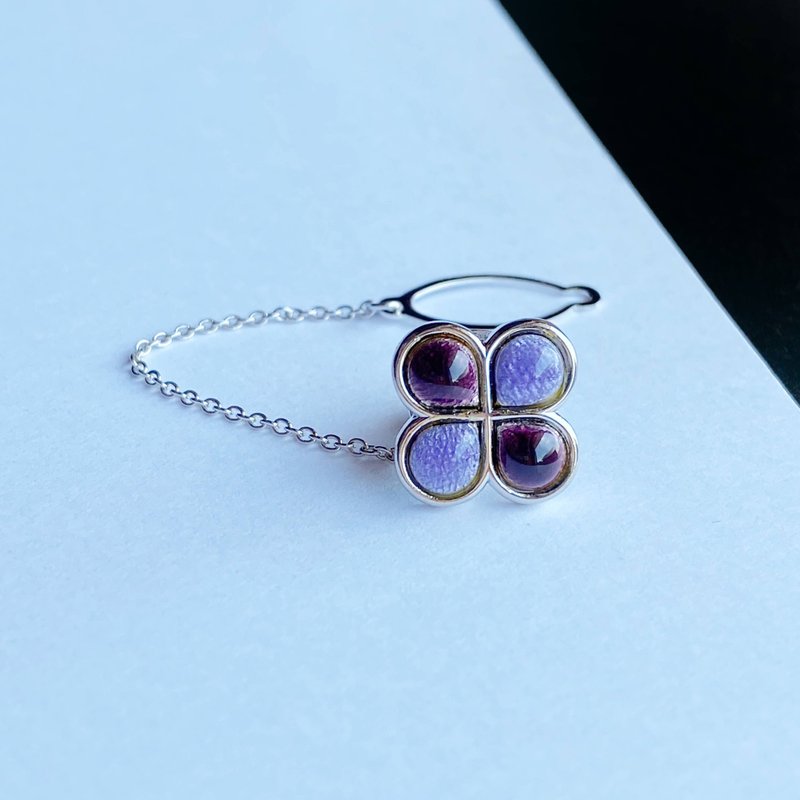 Clover [Lavender Lavender] Cloisonne Tie Tack Lapel Pin Pure Silver Cloisonne - Ties & Tie Clips - Other Materials Purple