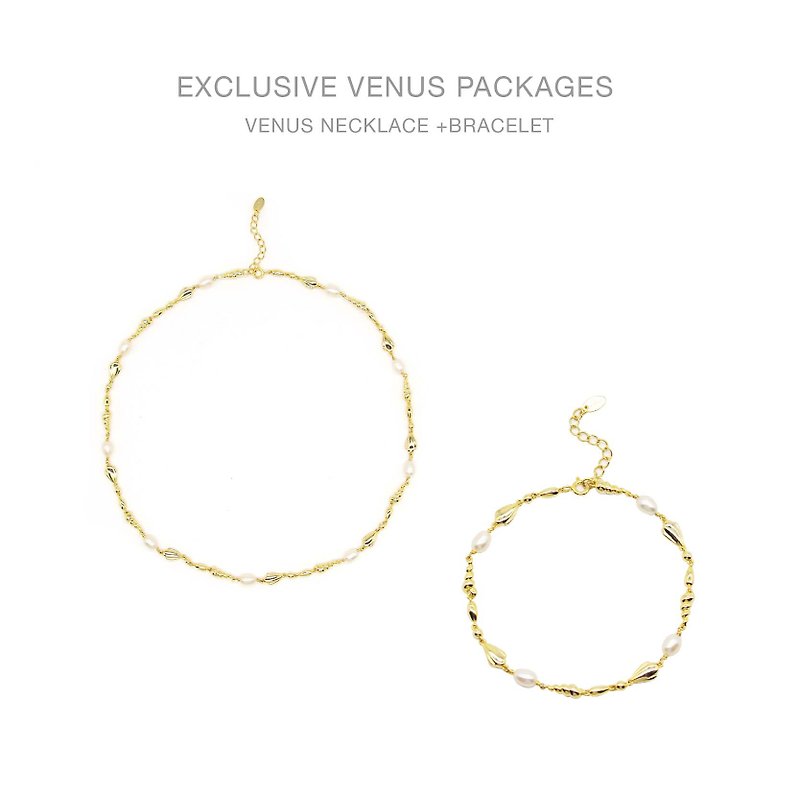 維納斯獨享限定組合A- 維納斯項鏈+ 維納斯手鏈 - 項鍊 - 銀 金色