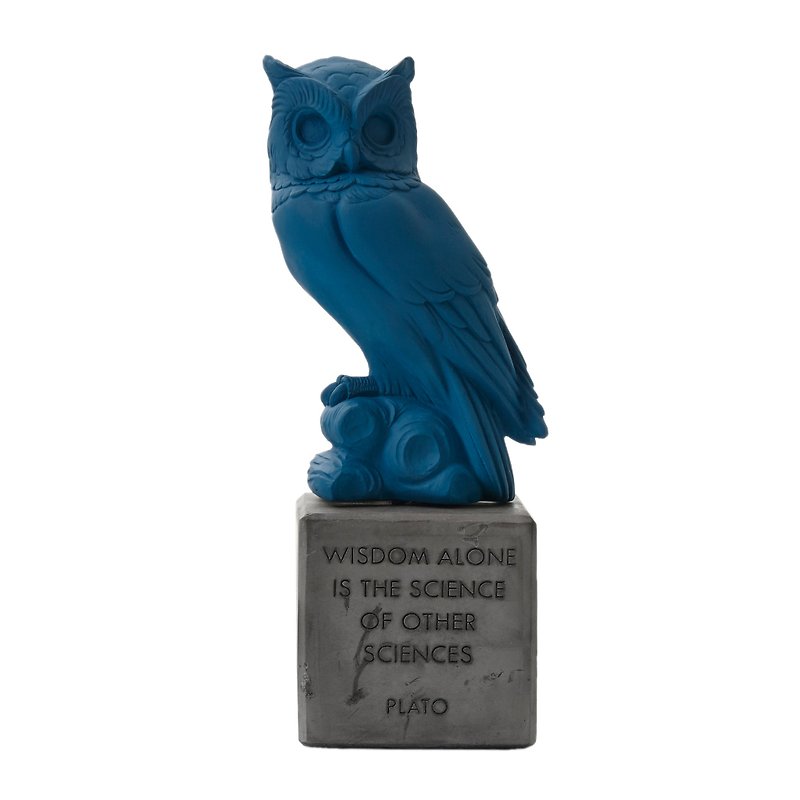 Ancient Greek Owl Ornament Sophia Owl (Dark Blue) - Handmade Ceramic Statue - ของวางตกแต่ง - ดินเผา สีน้ำเงิน