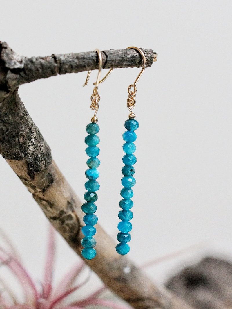 14K GF 包金,磷灰石耳環 ( 14K GF Faceted Apatite Earings ) - 耳環/耳夾/耳骨夾 - 水晶 