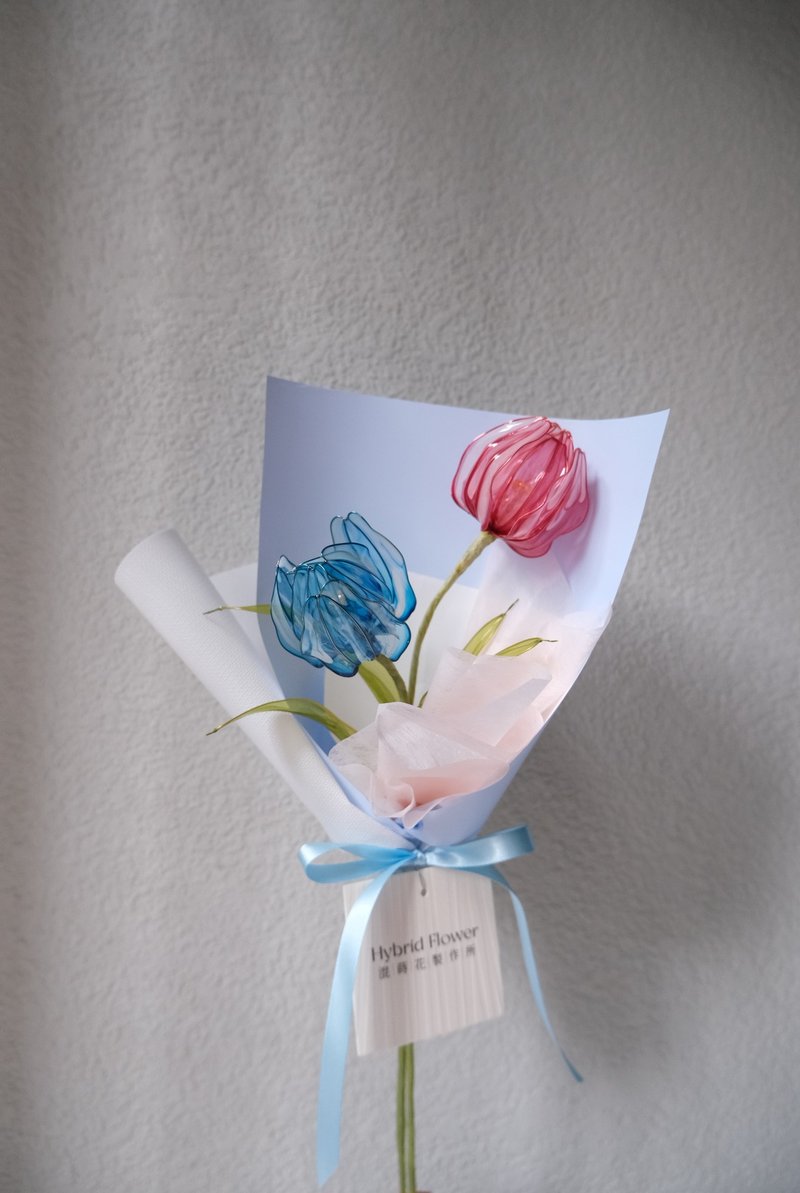 琉光粉藍鬱金香小花束 - 擺飾/家飾品 - 塑膠 藍色