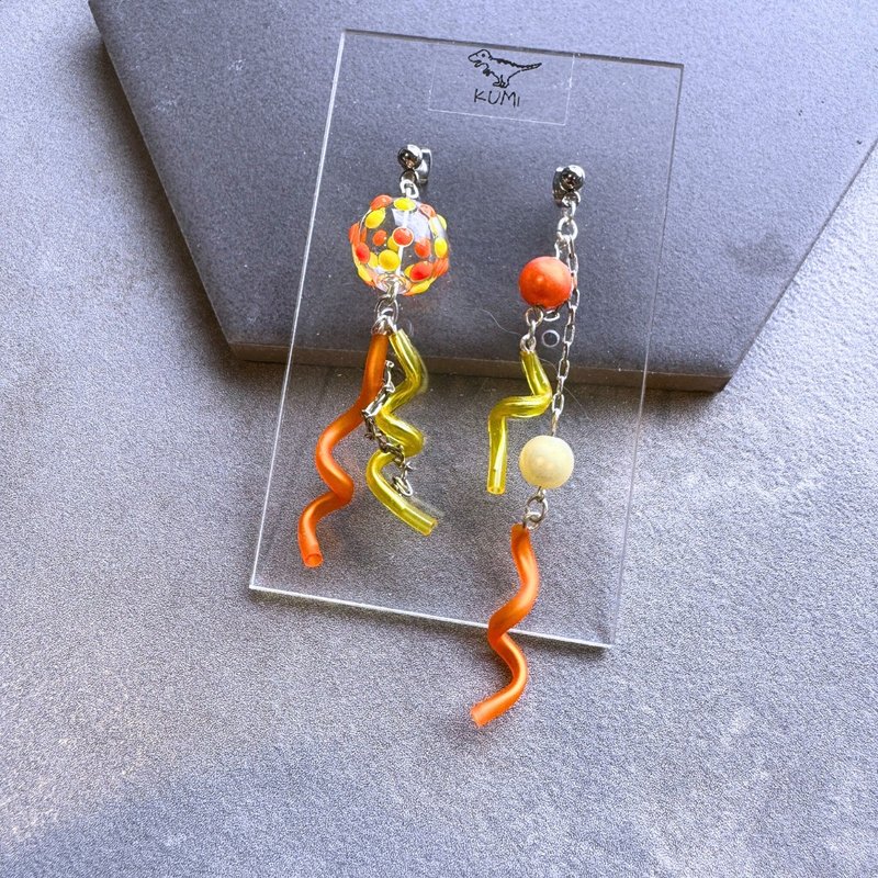 hot air balloon earrings - Earrings & Clip-ons - Other Materials Orange