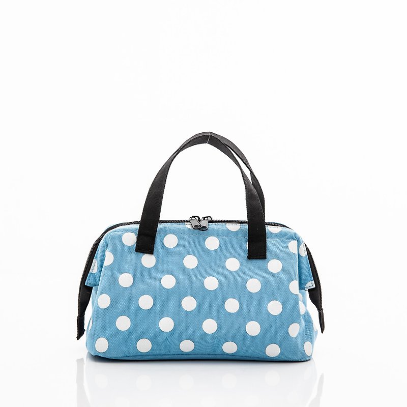 TiDi water blue and white dotted thermal insulation lunch bag - กล่องข้าว - วัสดุกันนำ้ สีน้ำเงิน