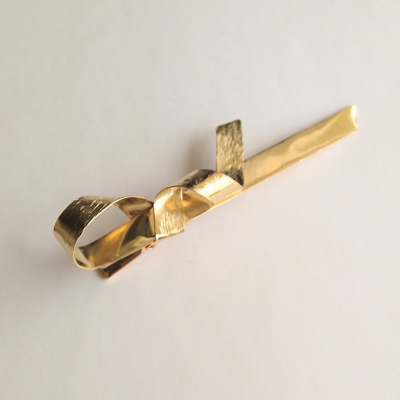 Untied string brass hair clip - เครื่องประดับผม - ทองแดงทองเหลือง สีทอง