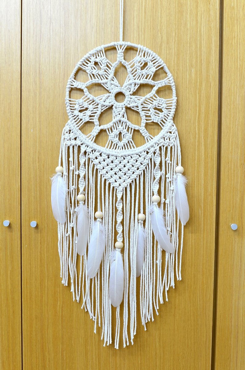 Macrame woven dream catcher x home decoration x camping aesthetics - Items for Display - Cotton & Hemp White