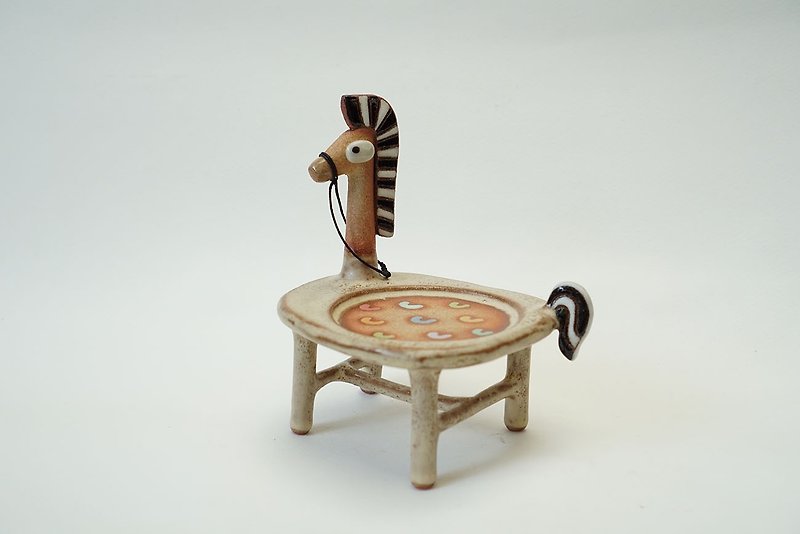 Horse chair,Plant pot plate handmade ceramic  - Pottery & Ceramics - Pottery Brown