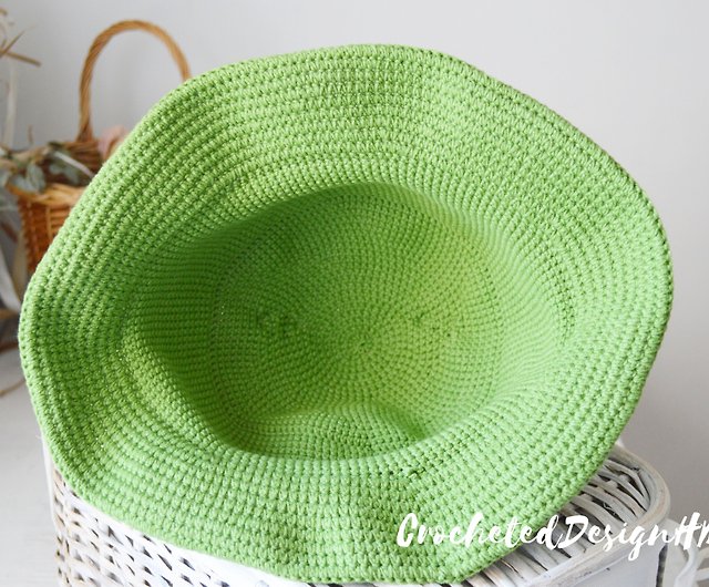 Crochet cute frog bucket hat women men Custom knit funny green
