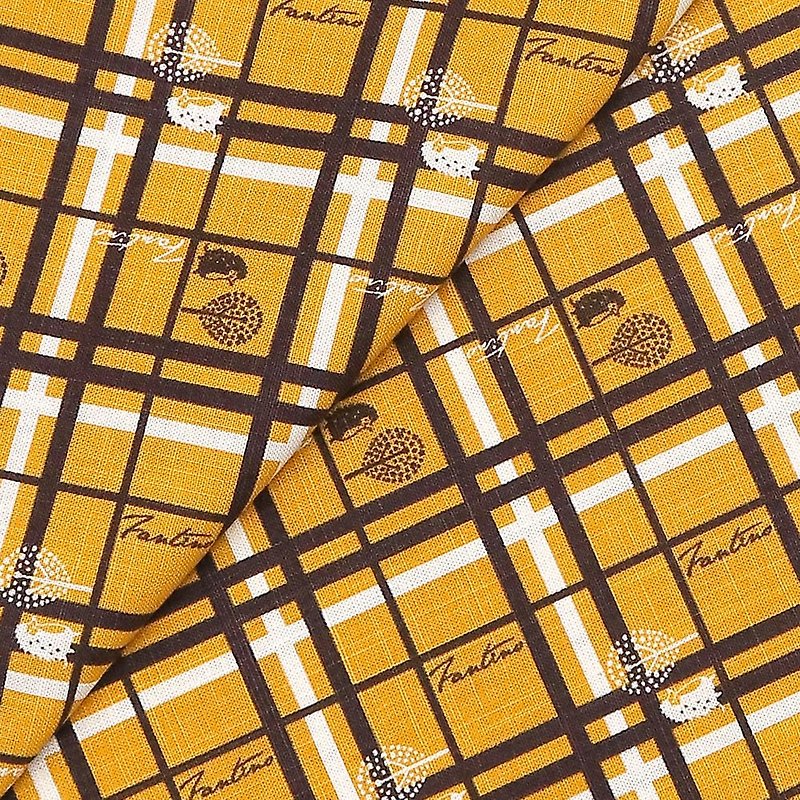 Linen fabric-checkered block-mustard yellow - Knitting, Embroidery, Felted Wool & Sewing - Cotton & Hemp Yellow