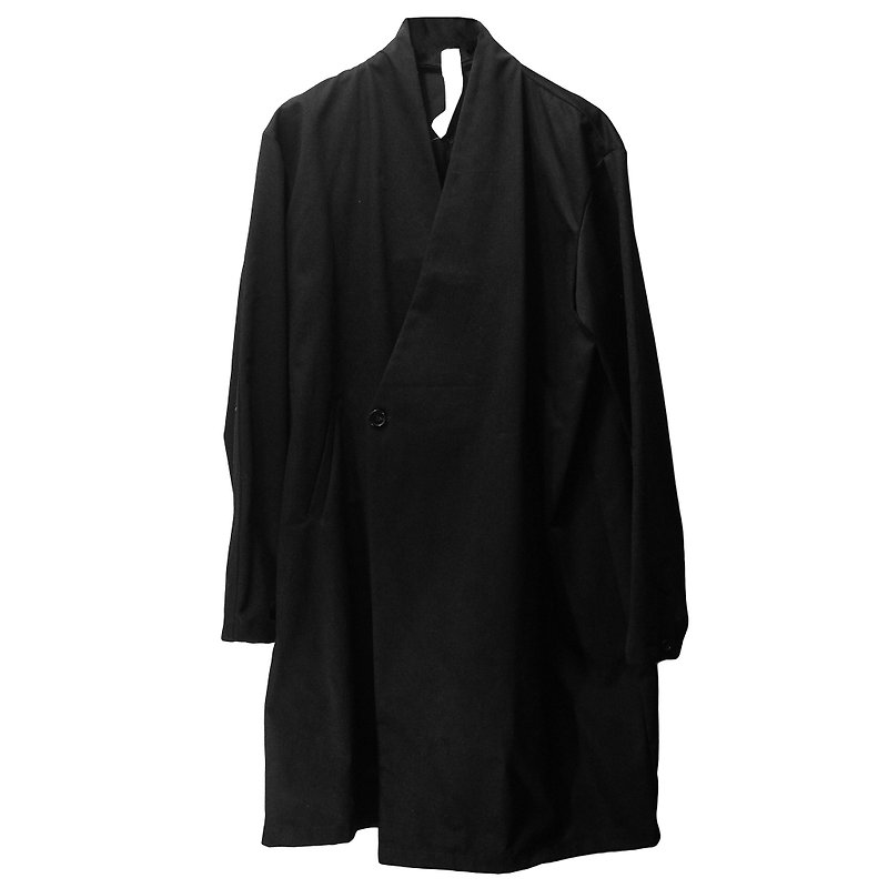 LONGLINE "SAMUE" COAT - เสื้อโค้ทผู้ชาย - ผ้าฝ้าย/ผ้าลินิน สีดำ