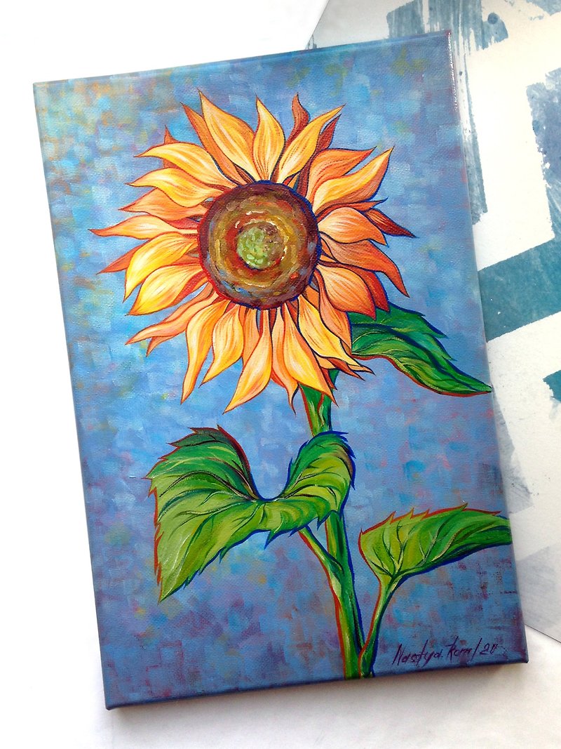 Sunflower painting. Sun picture. Flowers poster. Sunflowers picture. - Posters - Other Materials Blue