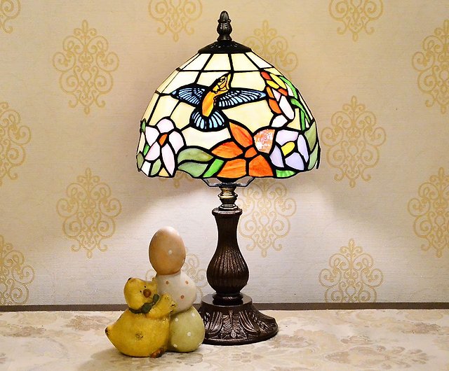 8 Inch Hummingbird Alloy Table Lamp, Touch Table Lamp Glass Shade Replacement