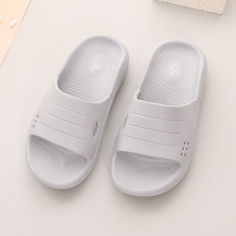 [Veronica] Dual Comfort Air Cushion Comfort Shoes - Cement Gray - Indoor Slippers - Plastic Silver