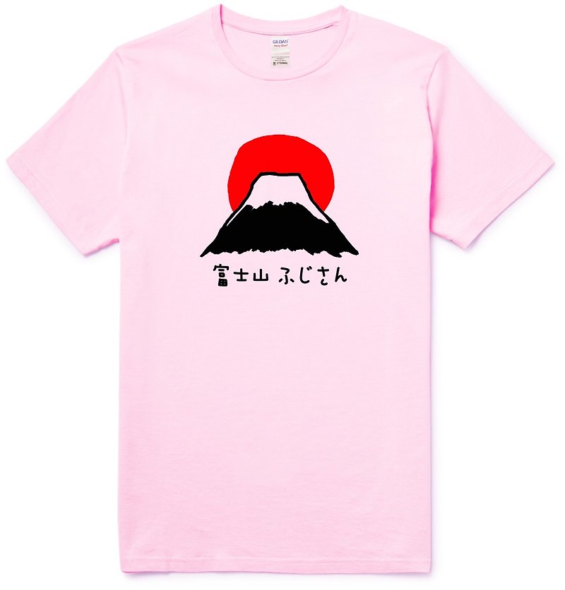 Mount Fuji#1 [Spot] Short-sleeved T-shirt men and women light pink Japanese landscape cherry blossom sun snow self-made brand Wenqing Hipster - เสื้อยืดผู้หญิง - ผ้าฝ้าย/ผ้าลินิน สึชมพู