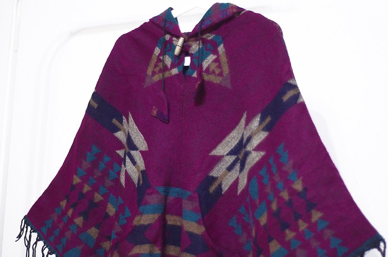 Christmas gift limited edition of a knit pure wool shawl / national wind cloak / indian fringed shawl / Bohemia cape shawl / wool cloak / hand-woven scarves - Walking in South America Machu Picchu - Scarves - Wool Multicolor