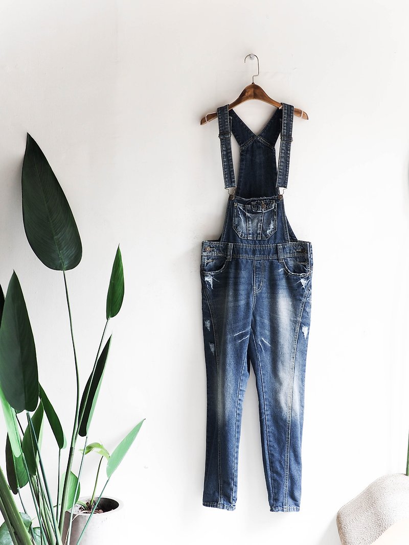 Kawamiyama - Kagoshima Yuko Youth Weekend Game Park Antique Cloth Daning Harness Trousers Unisex Overalls oversize vintage - Overalls & Jumpsuits - Polyester Blue