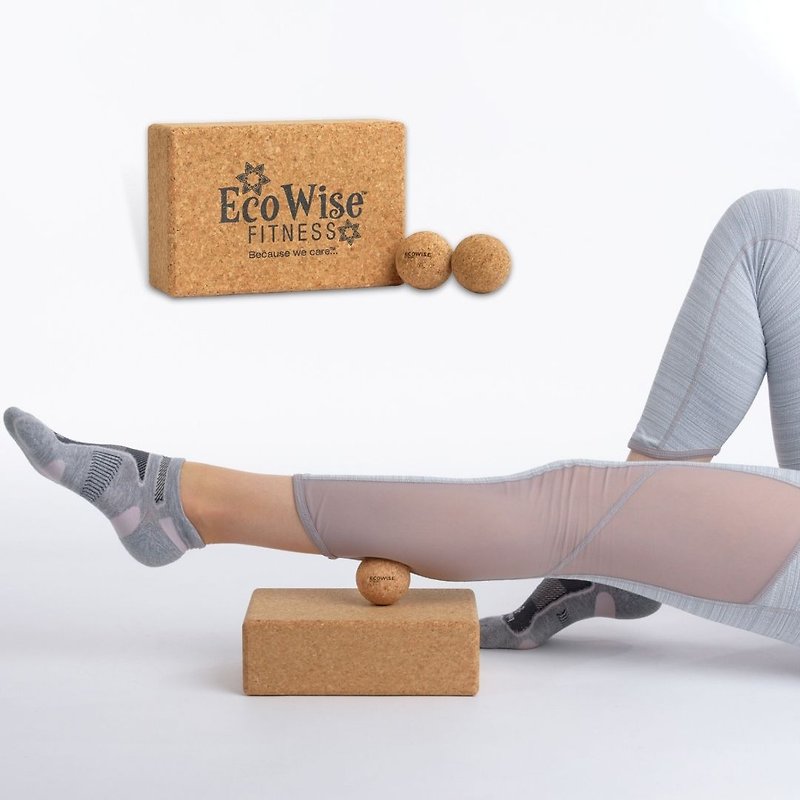EcoWise筋膜放鬆軟木瑜珈磚筋膜球組 - 運動/健身器材 - 木頭 卡其色
