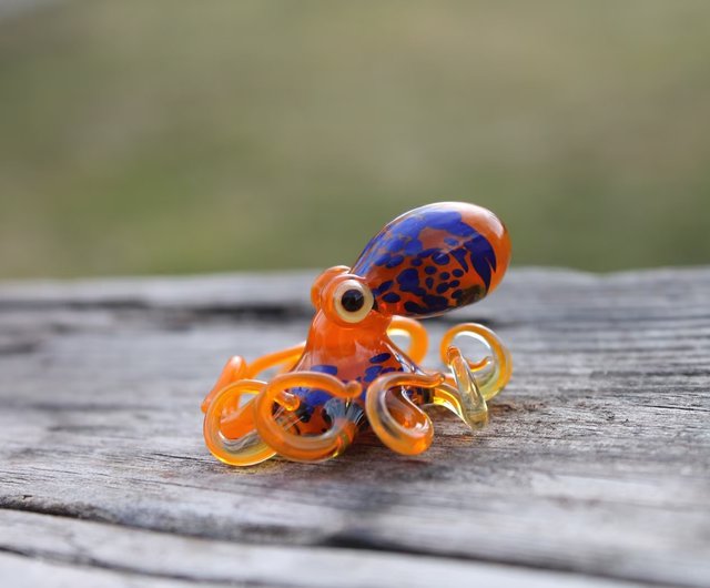 タコさんガラス置物 ガラスアズールブラウン タコのガラス置物 タコ ガラスオーシャンタコ