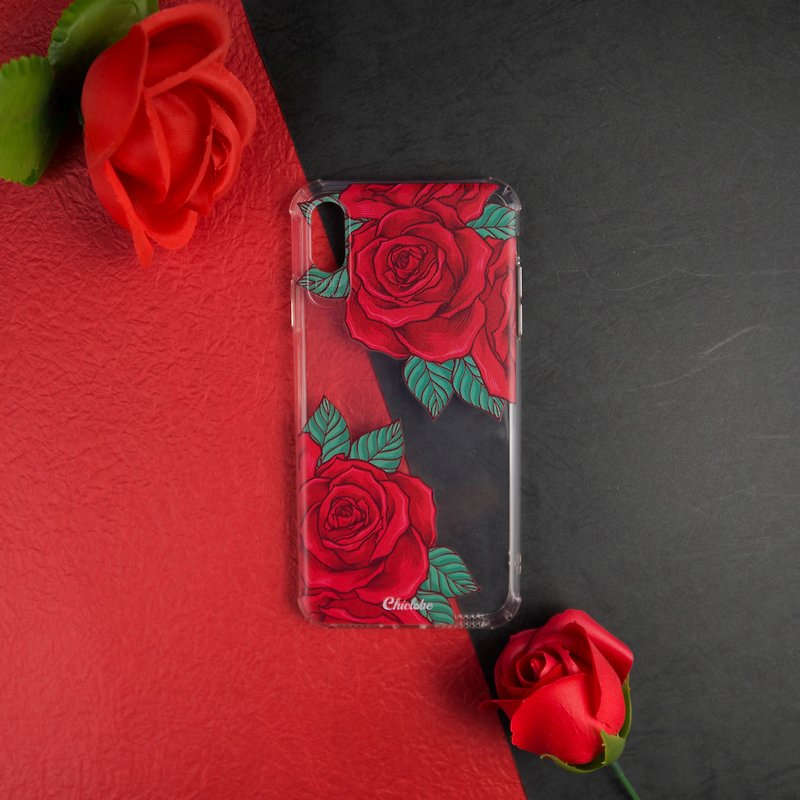 玫瑰花-四角防摔手機殼 - 手機殼/手機套 - 塑膠 紅色