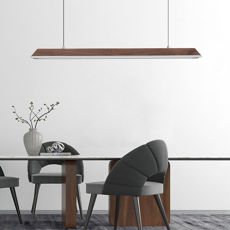 Wide-noodles long restaurant chandeliers Nordic minimalist dining table office led modern minimalist designer lamps - โคมไฟ - ไม้ 