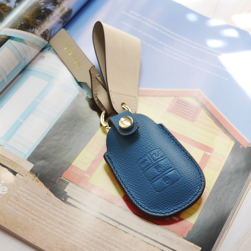 Handmade Car Key Leather Case - for Honda - Keychains - Genuine Leather Blue