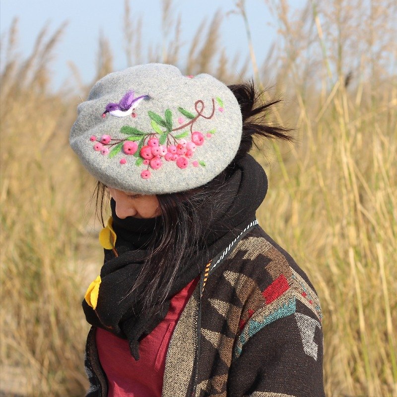 Beret Ke people original hand-made felt hat with custom felt needle felt painter hat Sen style hat - หมวก - ขนแกะ 
