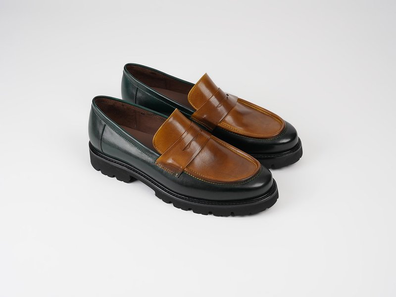 (M) EL PENNY LOAFER - MALACHITE GREEN - Men's Leather Shoes - Genuine Leather Green