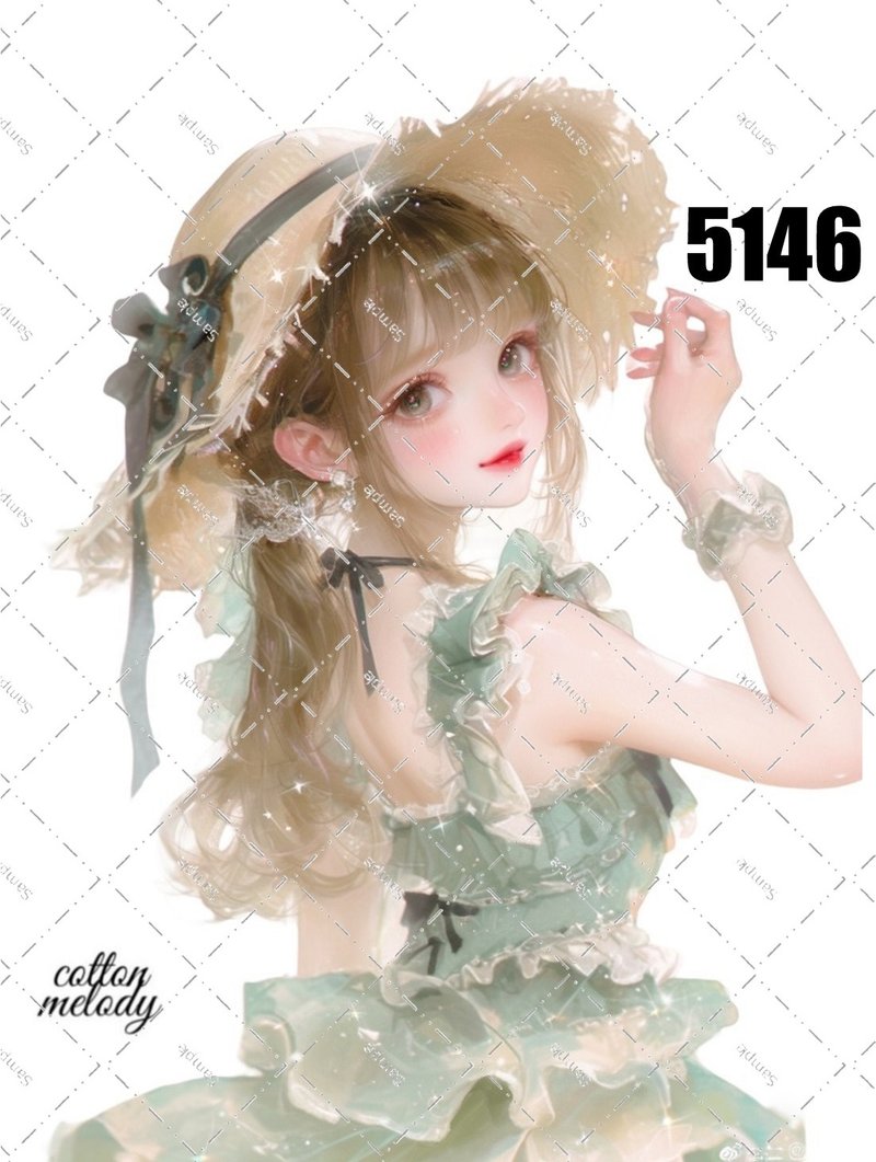 original sticker no.5146 人物ステッカー オリジナルステッカー オリジナル人物ステッカー 装飾ステッカー cotton melody - 貼紙 - 紙 