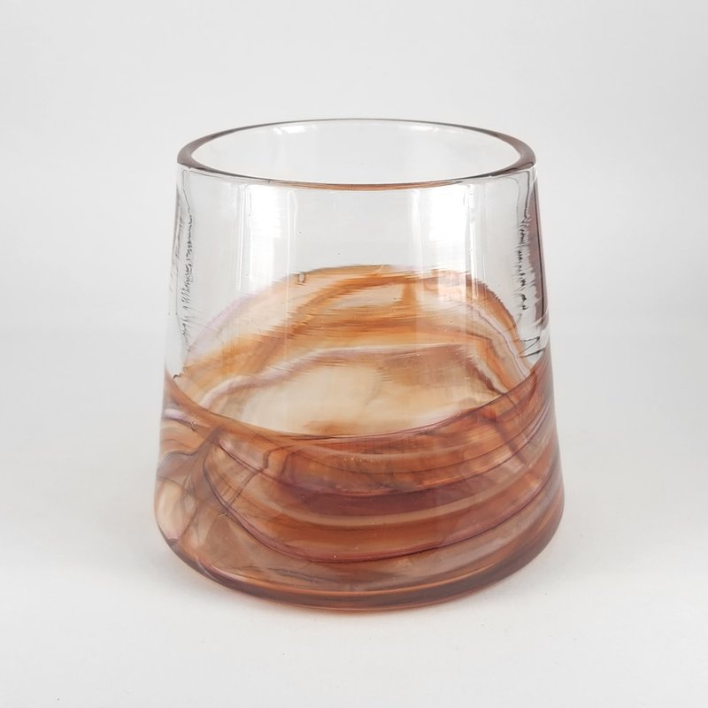 棕色旋流杯-山形 手作玻璃杯 純手工吹製 - 玻璃杯 - 玻璃 多色
