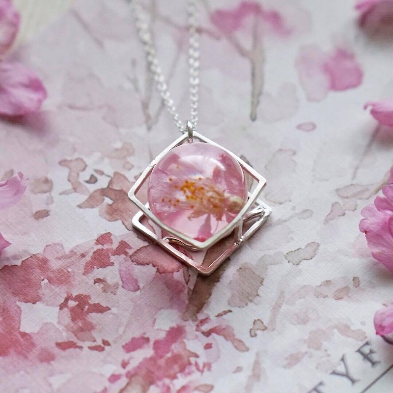 (Reprint!) 桜の季 - Spring limited cherry blossom Dreamy Marble sterling silver necklace