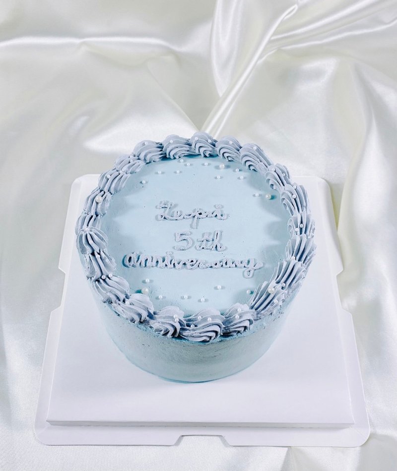 復古奶油擠花 生日蛋糕 客製化 造型 手繪 母親節 4 6 8吋 宅配 - 蛋糕/甜點 - 新鮮食材 藍色