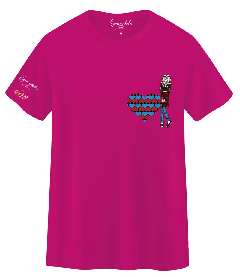 SPARKLE by KAREN CHAN x OLD MASTER Q Limited Edition T-Shirt (neon fuchsia) - เสื้อยืดผู้หญิง - ผ้าฝ้าย/ผ้าลินิน 