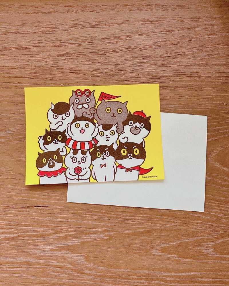 \ 阿喵大集合 / 明信片 - 卡片/明信片 - 紙 黃色
