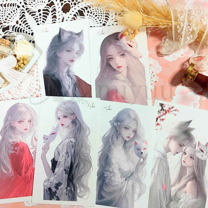 ステッカー original sticker  人物ステッカー オリジナルステッカー 女の子ステッカー 装飾ステッカー 和装 - 貼紙 - 紙 紅色