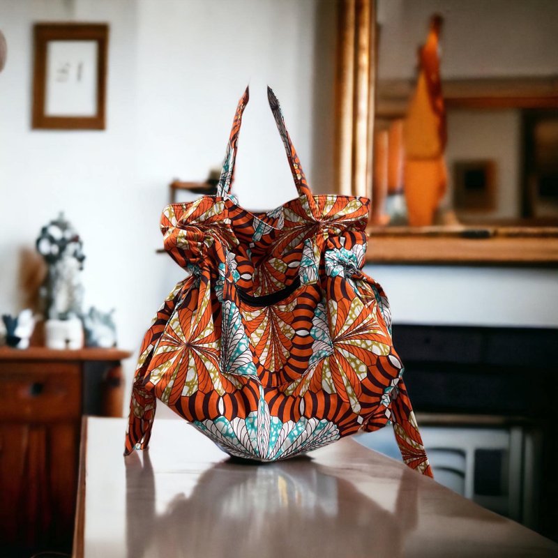 Shoulder Bag, Handbags, Handmade Bag, African tote bag, adjustable strap, orange - 手提包/手提袋 - 棉．麻 橘色