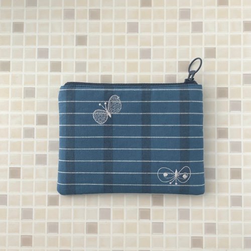 mina perhonen choucho ハンドメイド ミニポーチ ブルー - ショップ