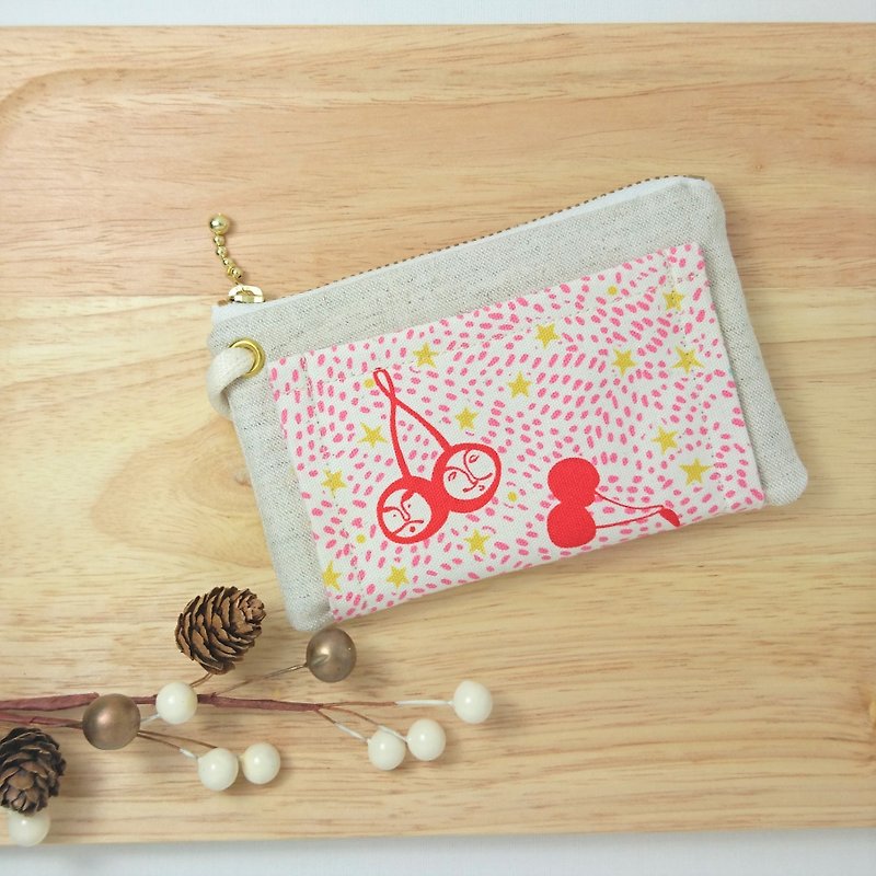 [FXS/ Multifunctional purse] Cherry whiskers - Coin Purses - Cotton & Hemp Red