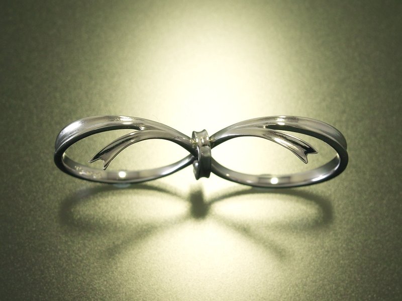 Japan Quality | Double Finger Ring Happiness  Ribbon Silver925 - 戒指 - 其他金屬 銀色