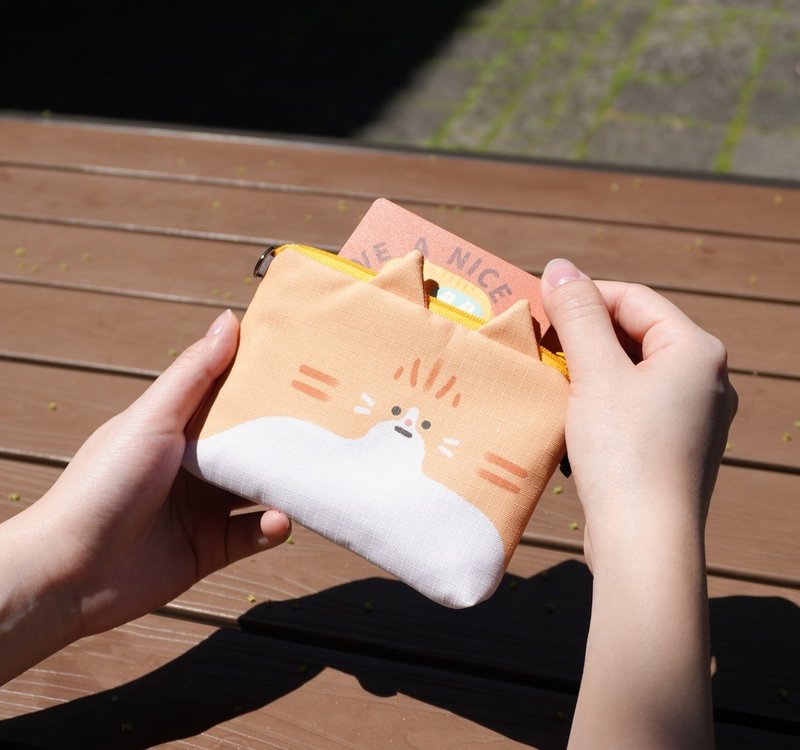 Furry Zoo 造型零錢包 輕量防水布 橘貓 - 皮夾/長短夾/錢包 - 聚酯纖維 橘色