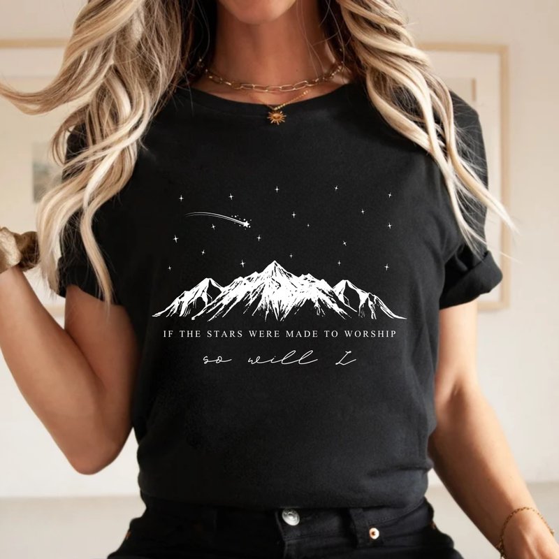 If The Stars Were Made To Worship Bible Verses Unisex Cropped Top - เสื้อยืดผู้หญิง - ผ้าฝ้าย/ผ้าลินิน ขาว