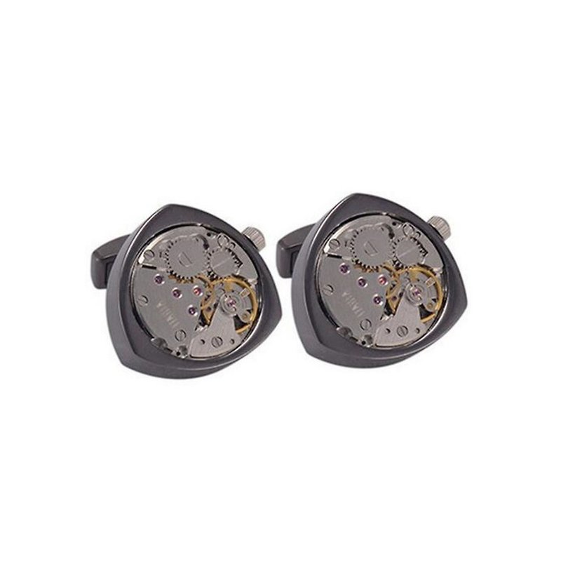 Kings Collection Triangle black watch movement Cufflinks KC10040 Black - Cuff Links - Other Metals Black