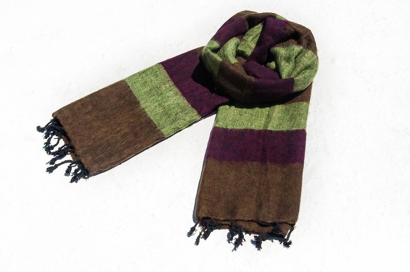 Wool shawl / knitted scarf / knitted shawl / blanket / pure wool scarf / wool shawl-matcha latte - ผ้าพันคอถัก - ขนแกะ หลากหลายสี