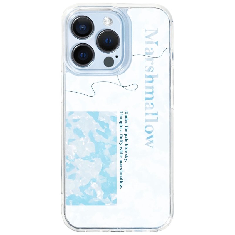 留白－藍色棉花糖 手機保護殼 iphone 14 13 12 pro max 可客製 - 手機殼/手機套 - 貝殼 藍色