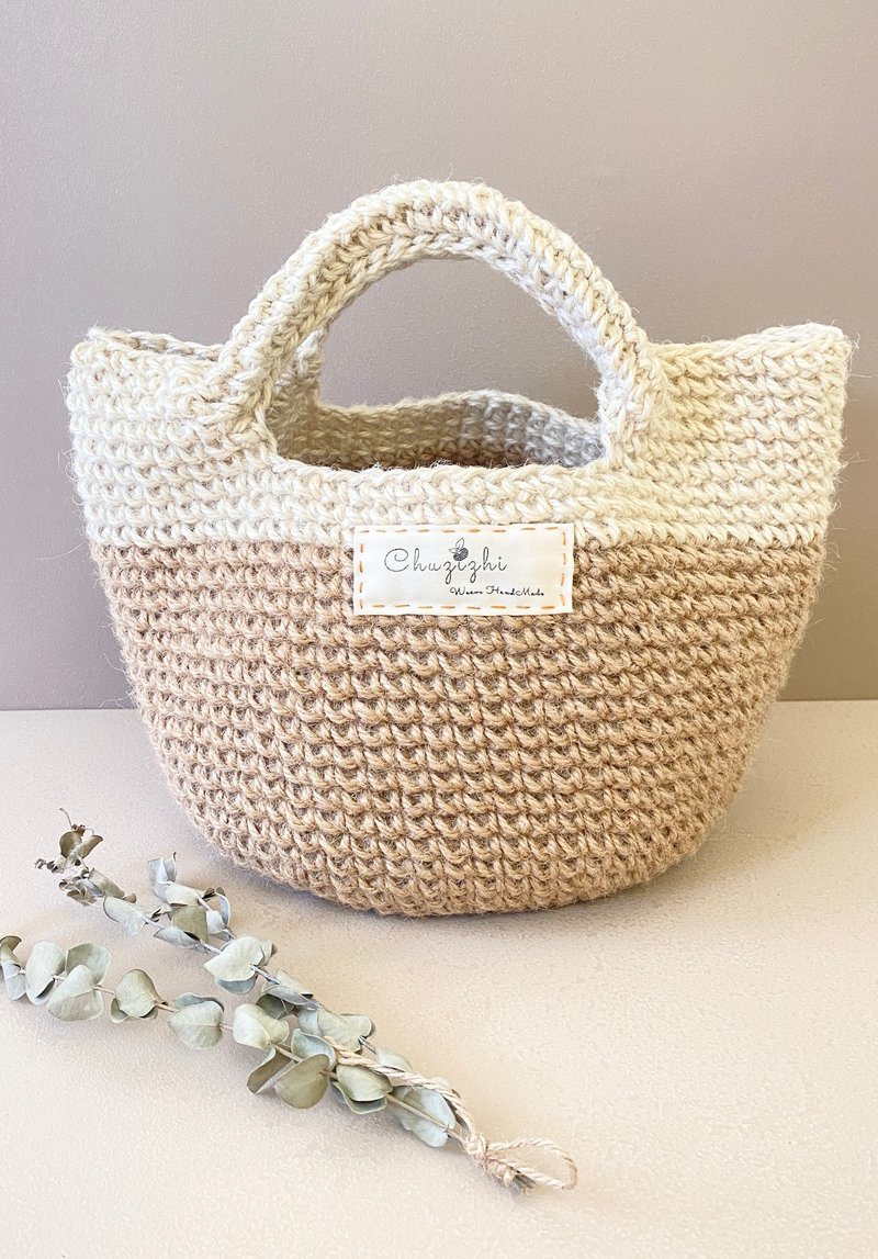 Linen Rope Tote Bag/Tote Bag/Tote Bag - กระเป๋าถือ - ผ้าฝ้าย/ผ้าลินิน สีกากี