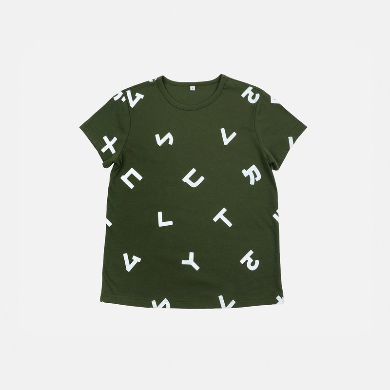 [Adult] Taiwan phonetic symbols short-sleeved T-shirt-green - Women's T-Shirts - Cotton & Hemp Green