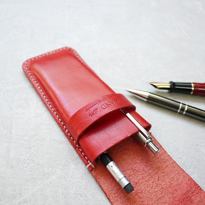 デザイナーは、HANDIIN製の蝋スレッド手縫いの複数のペンホルダー（上部カバー付き）をお勧めします - ペンケース・筆箱 - 革 