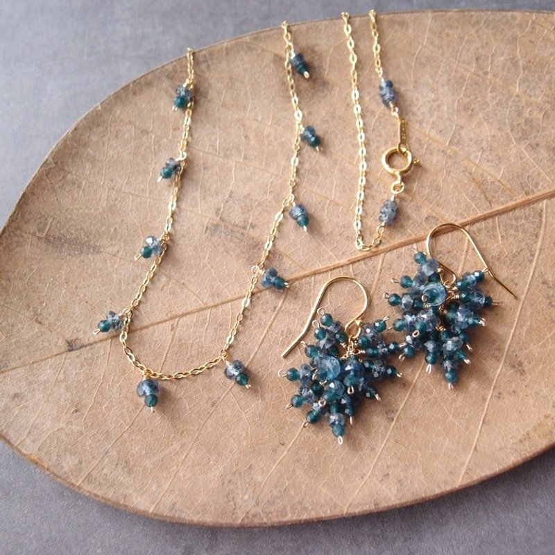 【K14gf】Kyanite × Blue Green Jade Necklace カイヤナイト×ジェード ネックレス - 項鍊 - 寶石 藍色