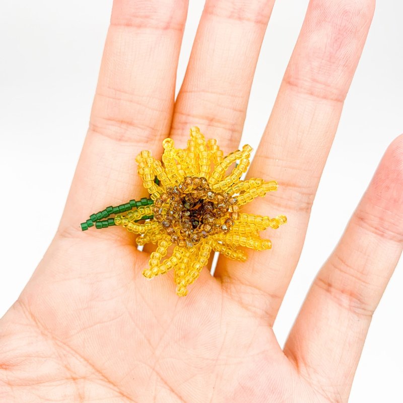 Sunflower Elegance Beaded Ring kit - General Rings - Glass Yellow