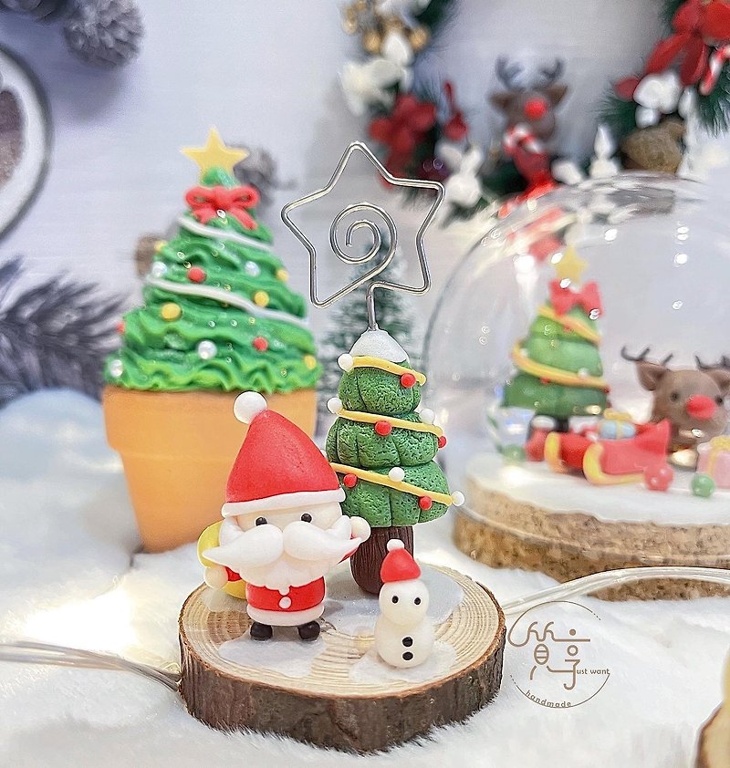 [Quality Handmade] Christmas and Happy Husband (There are two types of business card holders and decorations) - ของวางตกแต่ง - ดินเหนียว 
