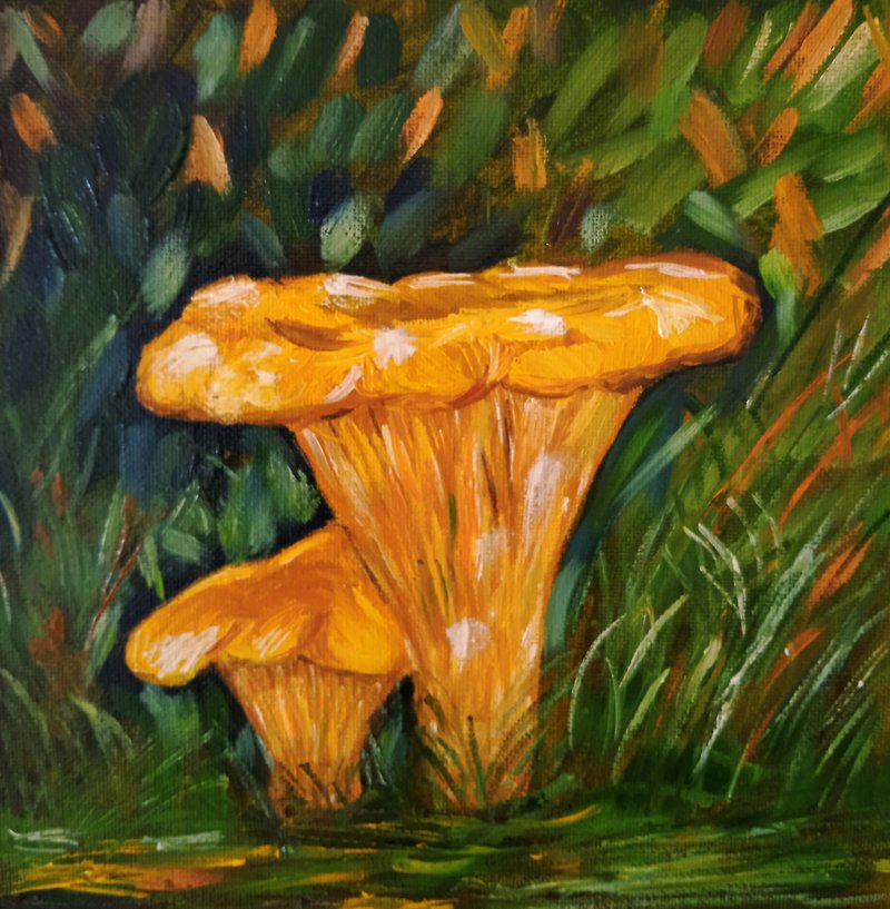 Yellow Mushrooms Mushroom Art Mushroom Landscape Dining Room Decor - Items for Display - Other Materials Multicolor